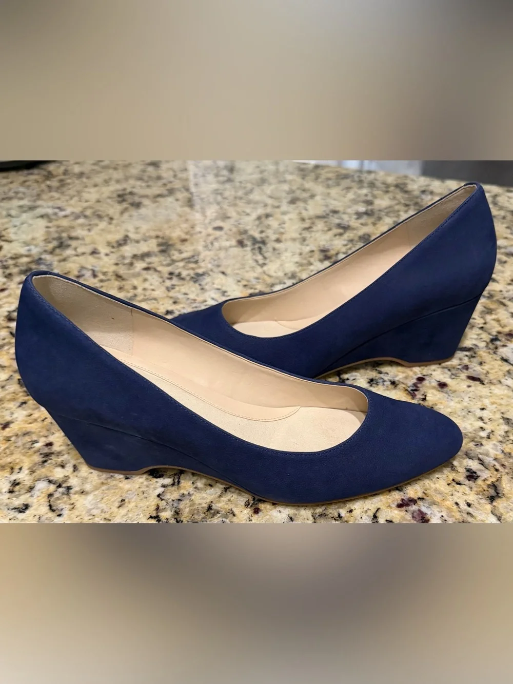 NIB Cole Haan The Go-To Wedge 60mm Waterproof Marine Blue 7.5